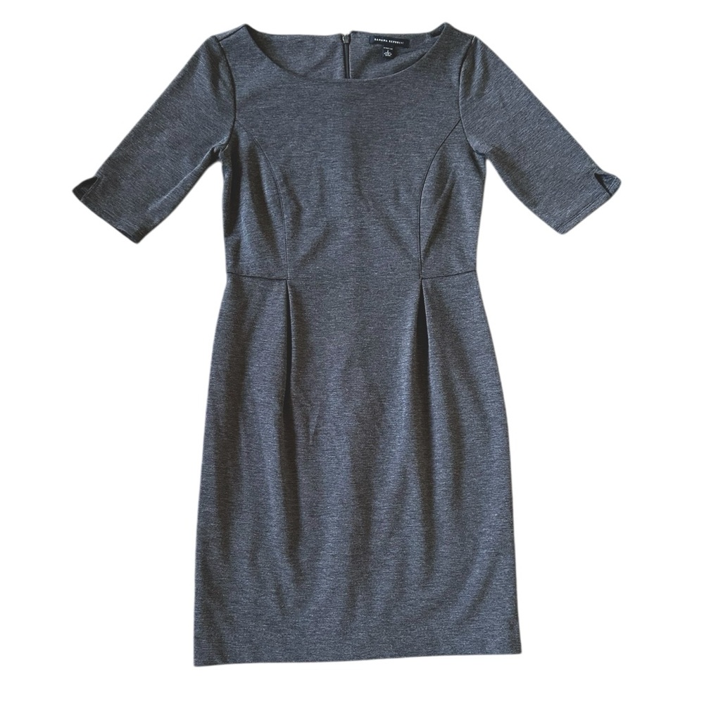 BANANA REPUBLIC gray stretch elbow sleeve shift dress size 2
